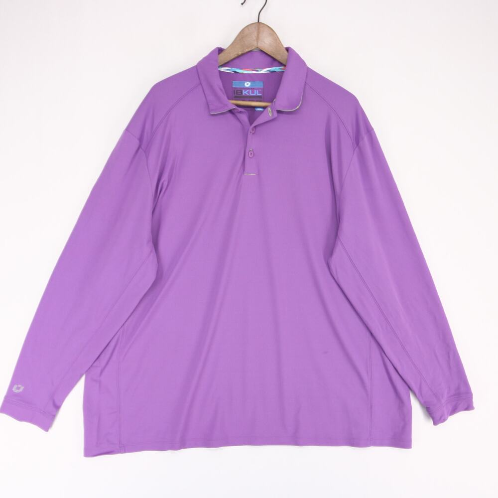 IBKUL Polo Shirt Mens XXL Purple Long Sleeve Icefil Cooling Golf Performance